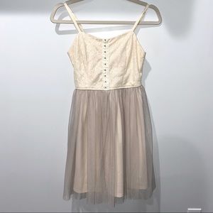 Xhileration Light pink And Ivory Tulle Lace Dress